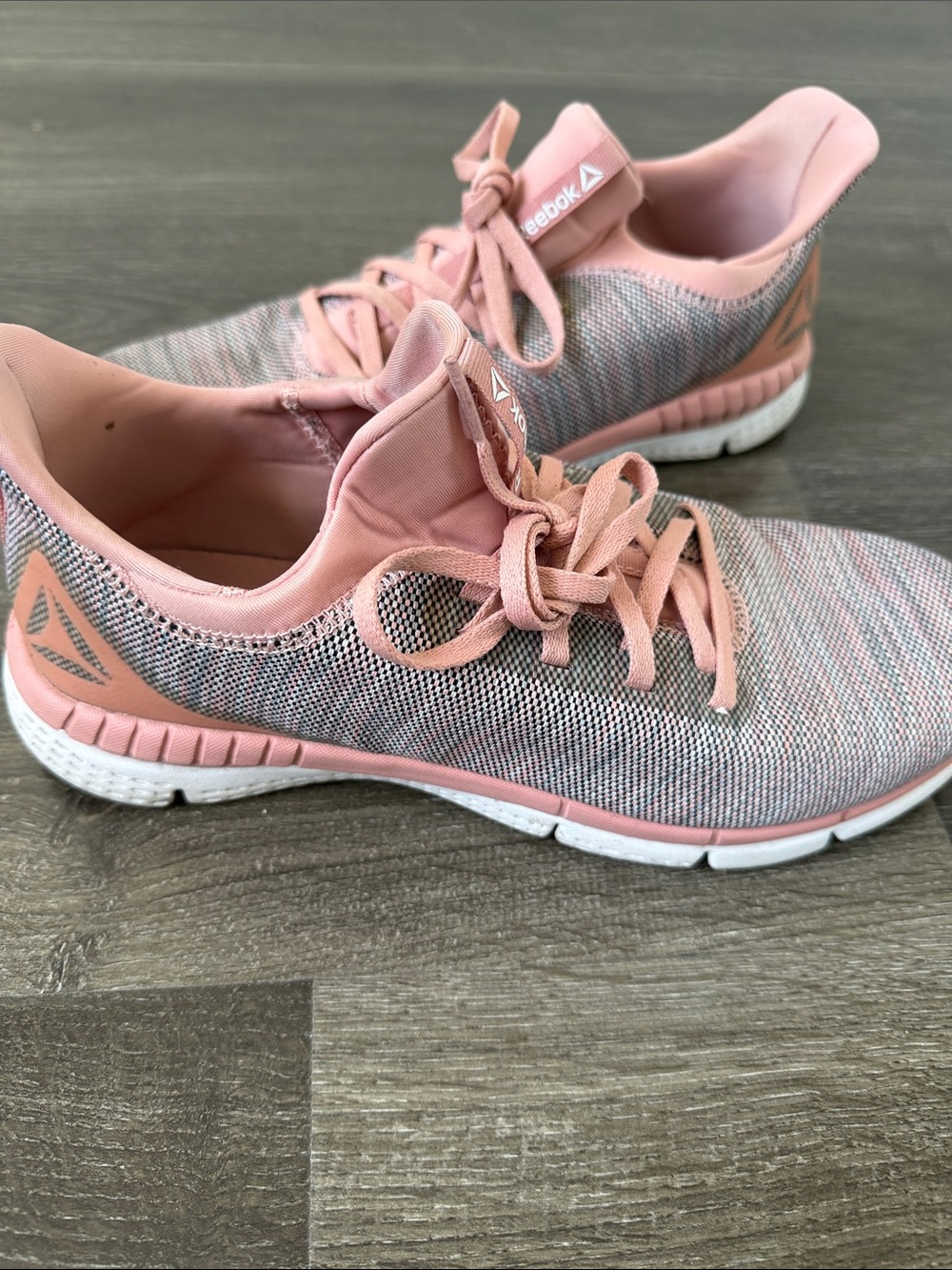 Reebok Women's Pink Knit Lace-Up Training Shoes